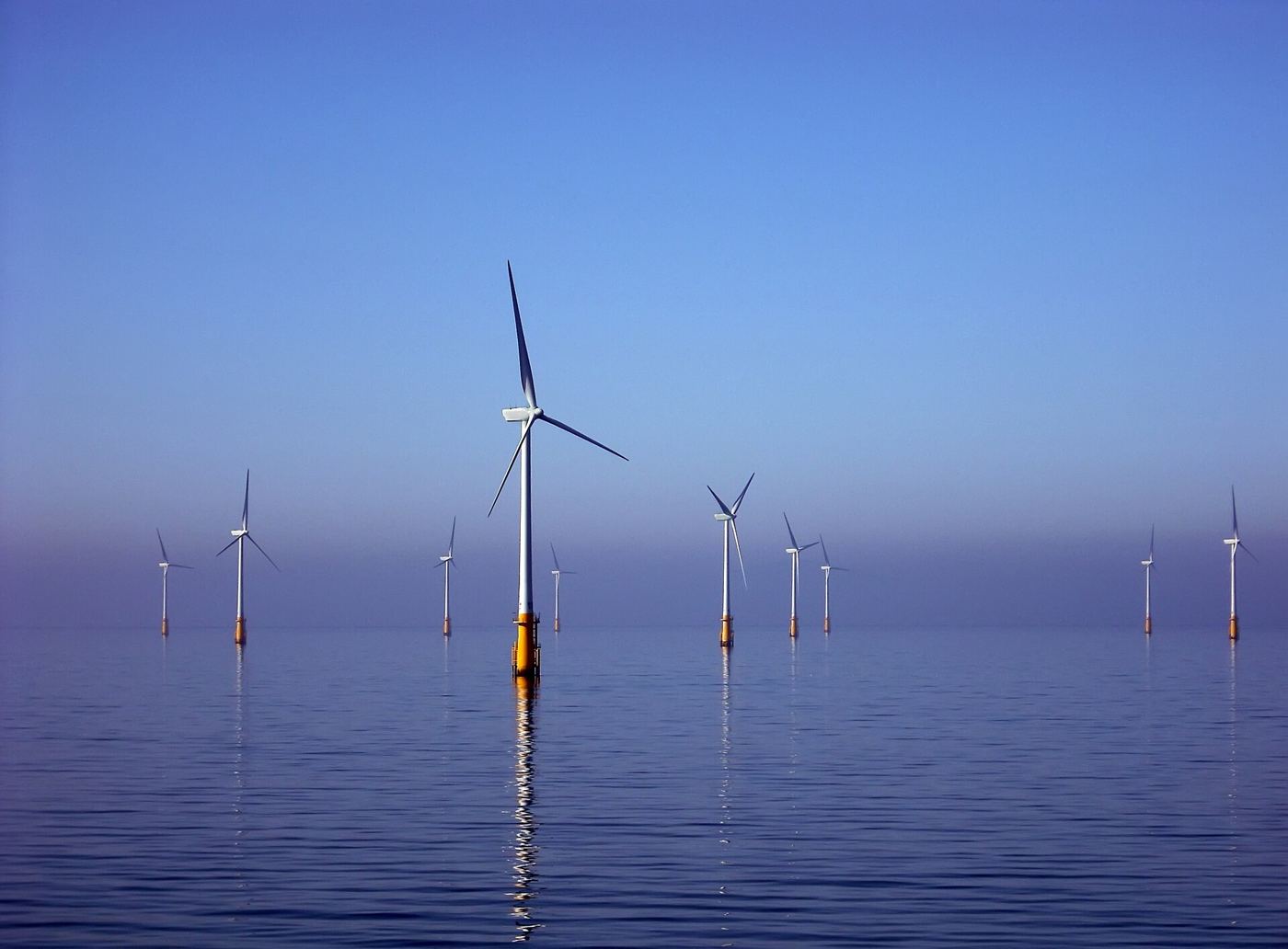 Offshore wind turbines at sea
